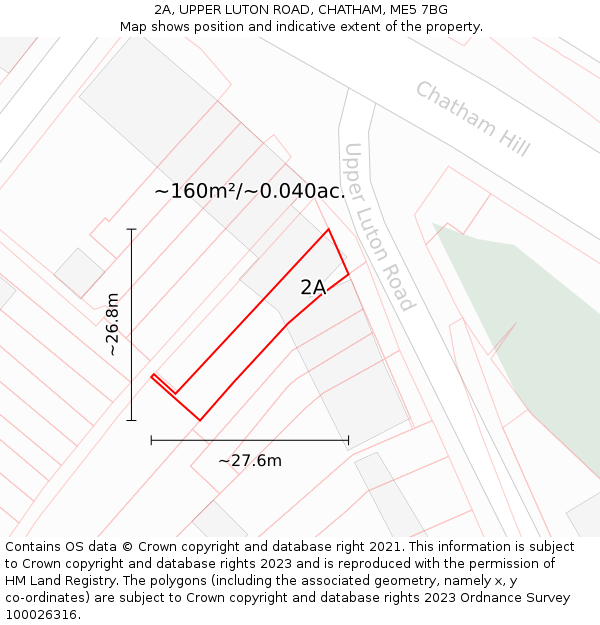 2A, UPPER LUTON ROAD, CHATHAM, ME5 7BG: Plot and title map