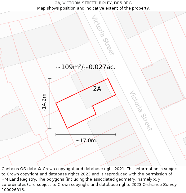 2A, VICTORIA STREET, RIPLEY, DE5 3BG: Plot and title map