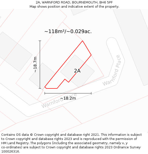 2A, WARNFORD ROAD, BOURNEMOUTH, BH6 5PF: Plot and title map