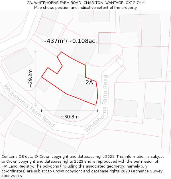 2A, WHITEHORNS FARM ROAD, CHARLTON, WANTAGE, OX12 7HH: Plot and title map