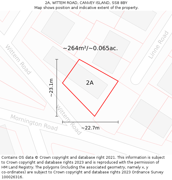 2A, WITTEM ROAD, CANVEY ISLAND, SS8 8BY: Plot and title map