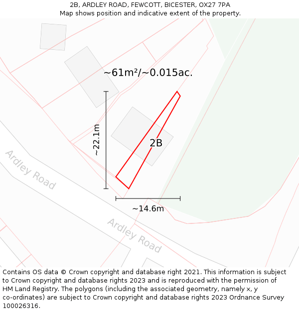 2B, ARDLEY ROAD, FEWCOTT, BICESTER, OX27 7PA: Plot and title map