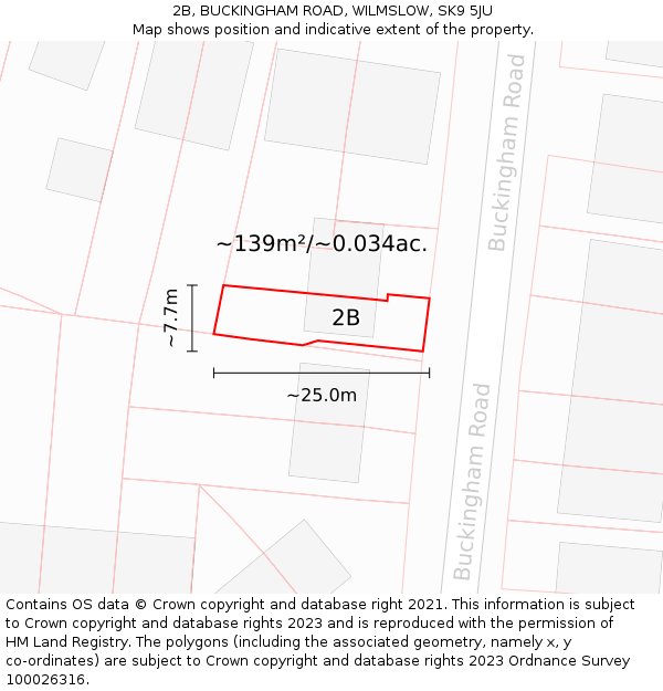 2B, BUCKINGHAM ROAD, WILMSLOW, SK9 5JU: Plot and title map