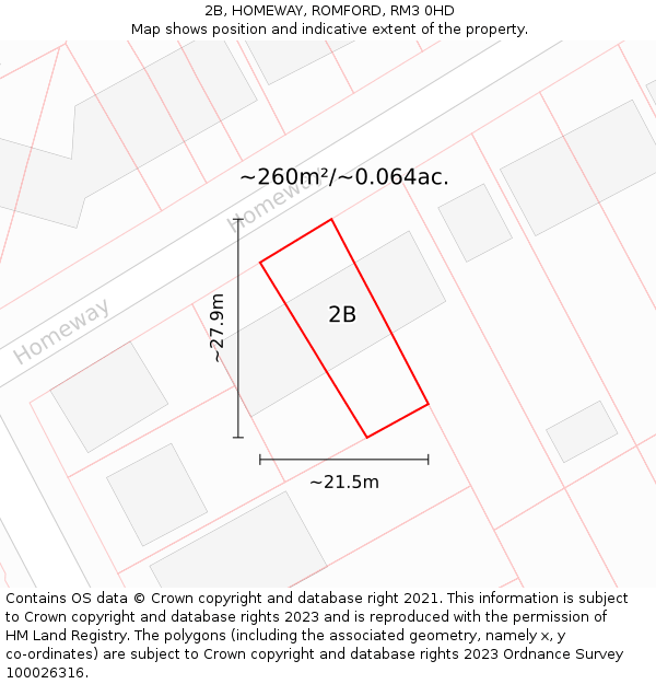 2B, HOMEWAY, ROMFORD, RM3 0HD: Plot and title map