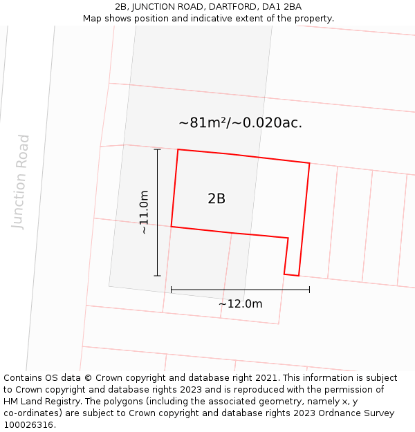 2B, JUNCTION ROAD, DARTFORD, DA1 2BA: Plot and title map