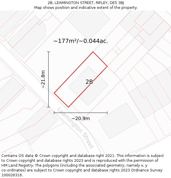 2B, LEAMINGTON STREET, RIPLEY, DE5 3BJ: Plot and title map