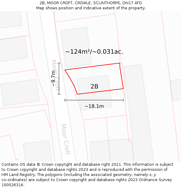 2B, MOOR CROFT, CROWLE, SCUNTHORPE, DN17 4FD: Plot and title map