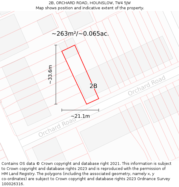 2B, ORCHARD ROAD, HOUNSLOW, TW4 5JW: Plot and title map