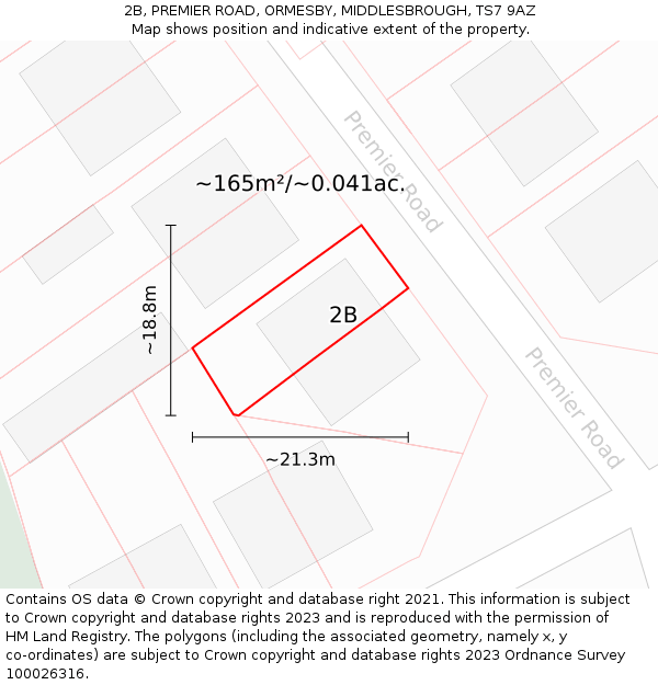 2B, PREMIER ROAD, ORMESBY, MIDDLESBROUGH, TS7 9AZ: Plot and title map