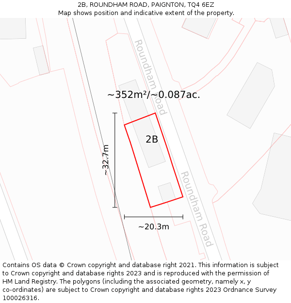 2B, ROUNDHAM ROAD, PAIGNTON, TQ4 6EZ: Plot and title map