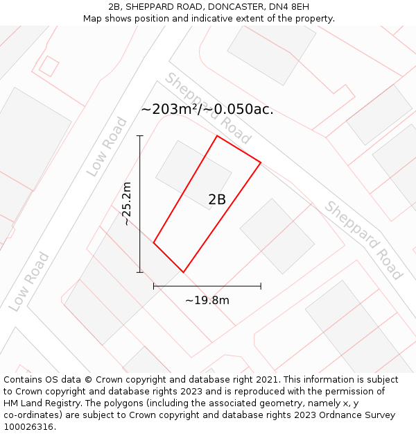 2B, SHEPPARD ROAD, DONCASTER, DN4 8EH: Plot and title map