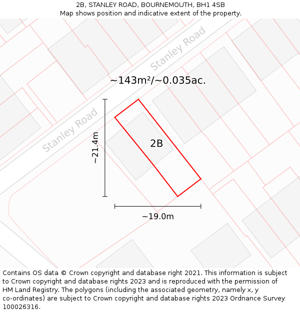 2B, STANLEY ROAD, BOURNEMOUTH, BH1 4SB: Plot and title map