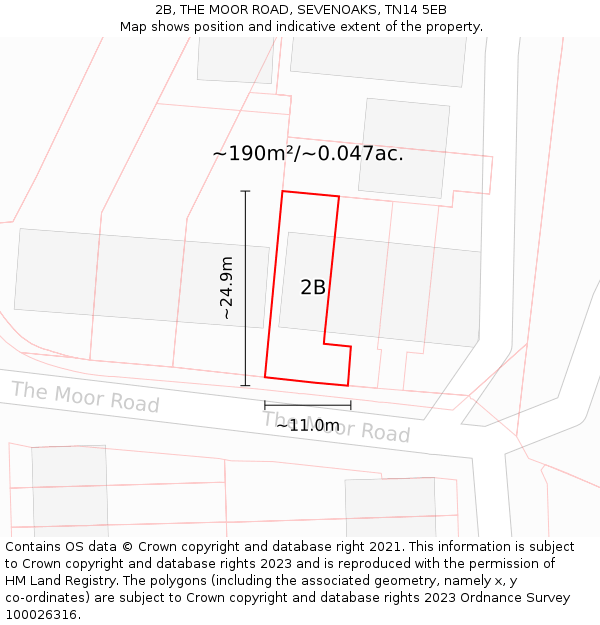 2B, THE MOOR ROAD, SEVENOAKS, TN14 5EB: Plot and title map