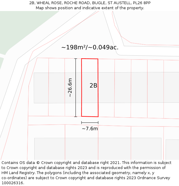 2B, WHEAL ROSE, ROCHE ROAD, BUGLE, ST AUSTELL, PL26 8PP: Plot and title map