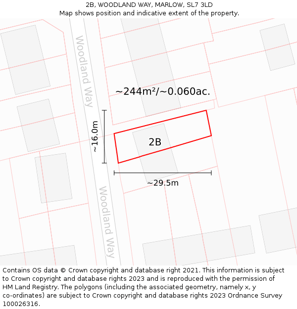 2B, WOODLAND WAY, MARLOW, SL7 3LD: Plot and title map