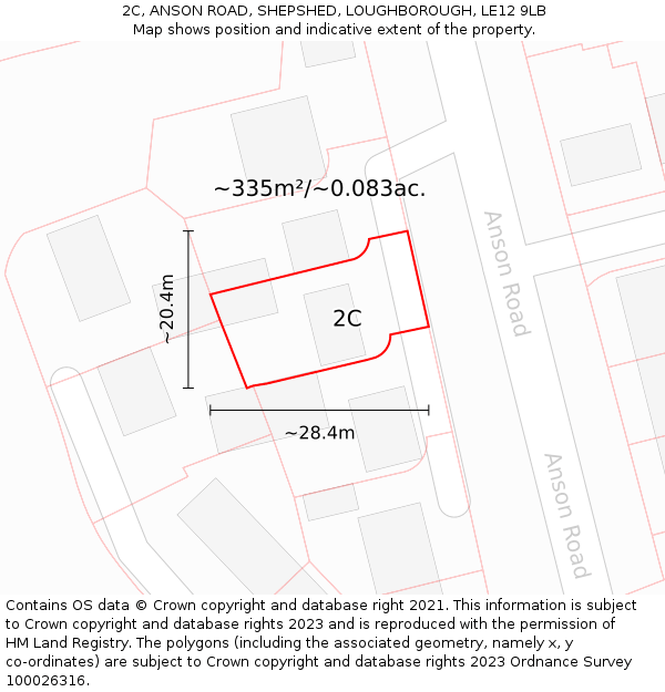 2C, ANSON ROAD, SHEPSHED, LOUGHBOROUGH, LE12 9LB: Plot and title map