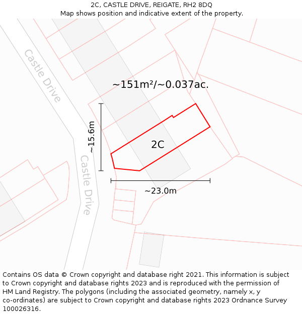 2C, CASTLE DRIVE, REIGATE, RH2 8DQ: Plot and title map