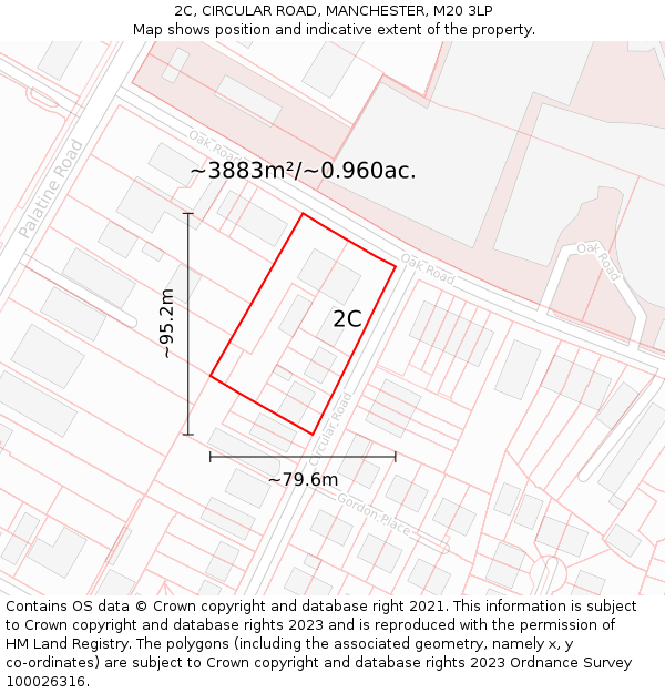 2C, CIRCULAR ROAD, MANCHESTER, M20 3LP: Plot and title map