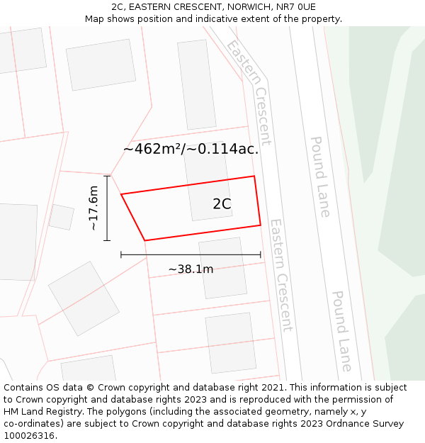 2C, EASTERN CRESCENT, NORWICH, NR7 0UE: Plot and title map