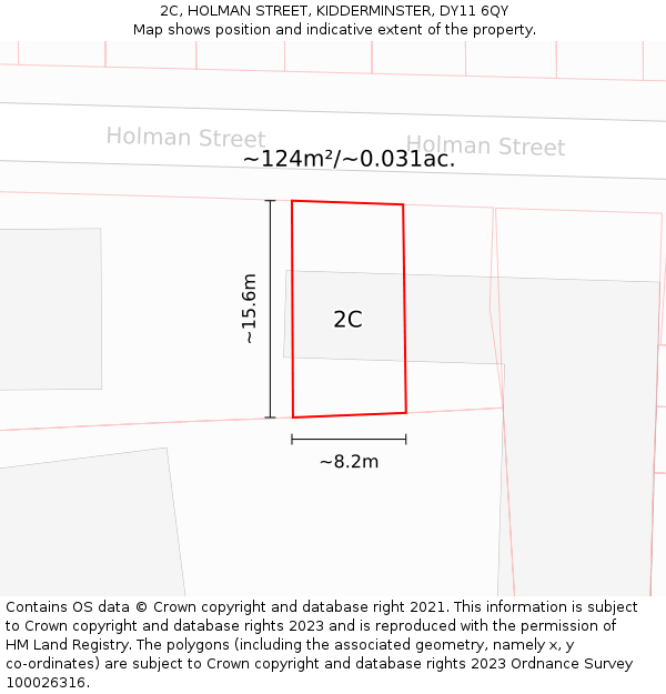 2C, HOLMAN STREET, KIDDERMINSTER, DY11 6QY: Plot and title map