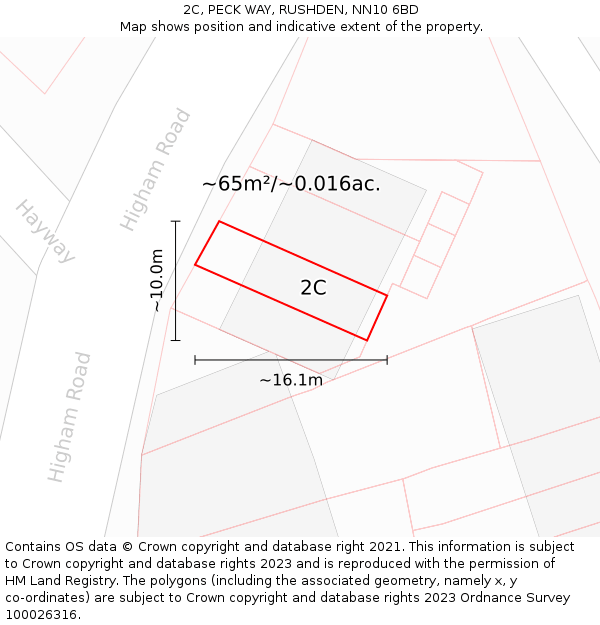 2C, PECK WAY, RUSHDEN, NN10 6BD: Plot and title map