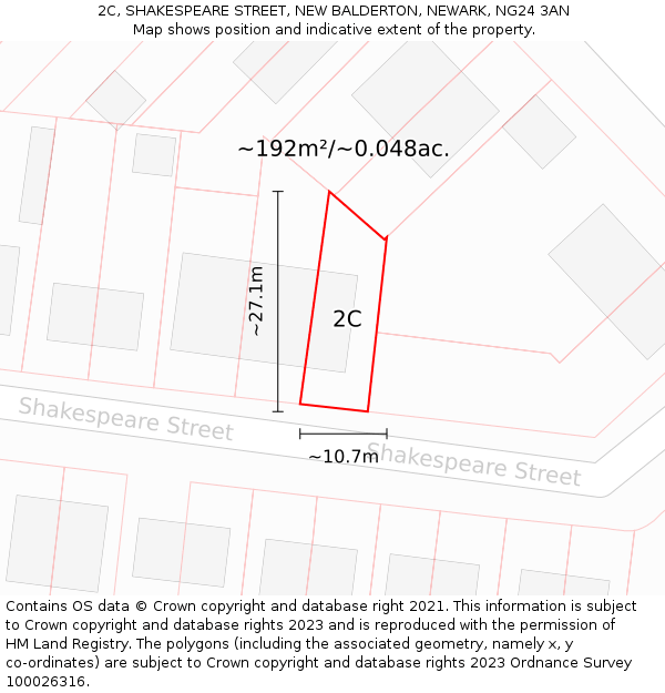 2C, SHAKESPEARE STREET, NEW BALDERTON, NEWARK, NG24 3AN: Plot and title map