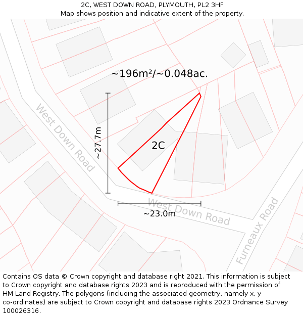 2C, WEST DOWN ROAD, PLYMOUTH, PL2 3HF: Plot and title map