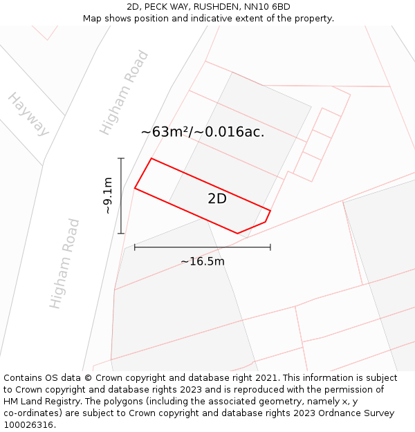 2D, PECK WAY, RUSHDEN, NN10 6BD: Plot and title map
