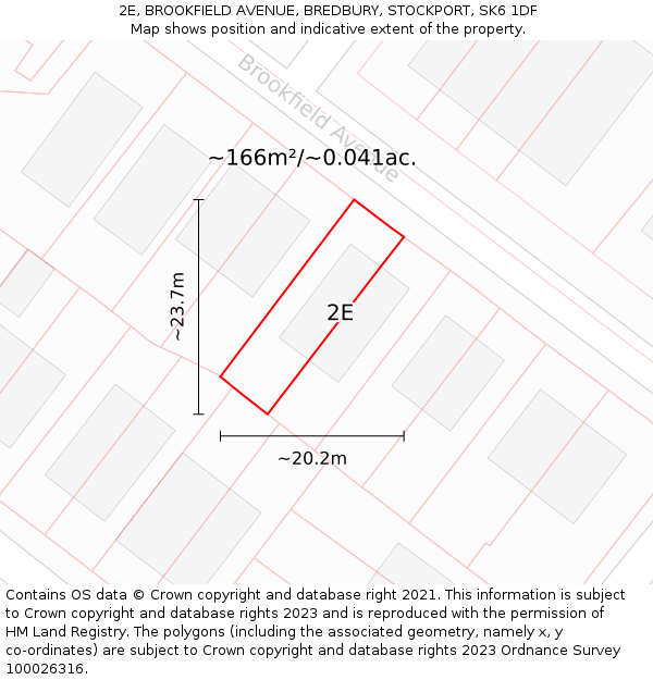 2E, BROOKFIELD AVENUE, BREDBURY, STOCKPORT, SK6 1DF: Plot and title map