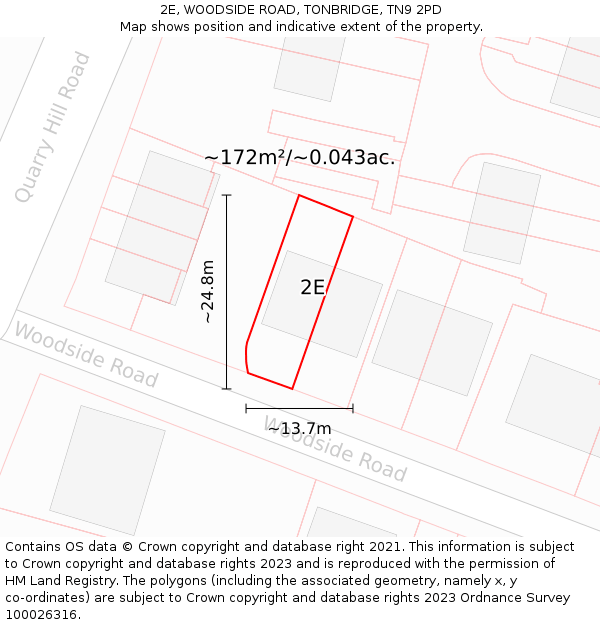 2E, WOODSIDE ROAD, TONBRIDGE, TN9 2PD: Plot and title map