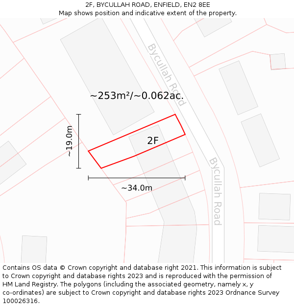 2F, BYCULLAH ROAD, ENFIELD, EN2 8EE: Plot and title map