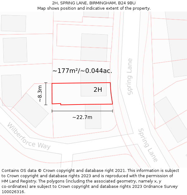 2H, SPRING LANE, BIRMINGHAM, B24 9BU: Plot and title map