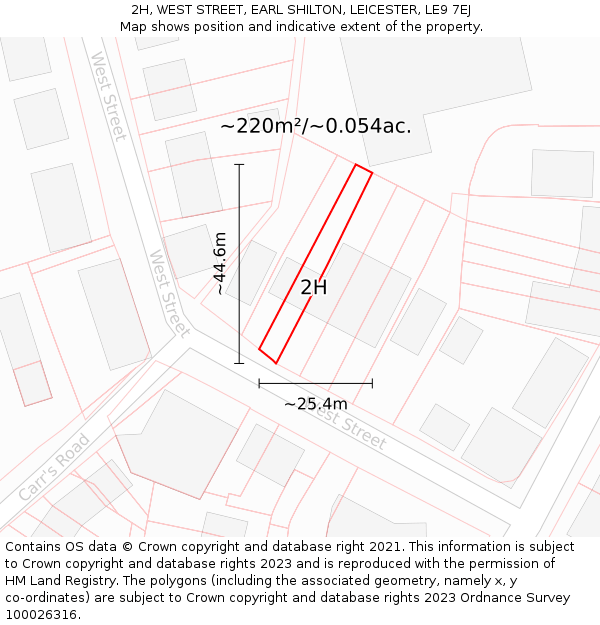 2H, WEST STREET, EARL SHILTON, LEICESTER, LE9 7EJ: Plot and title map