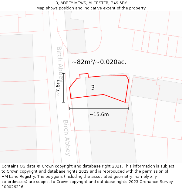 3, ABBEY MEWS, ALCESTER, B49 5BY: Plot and title map