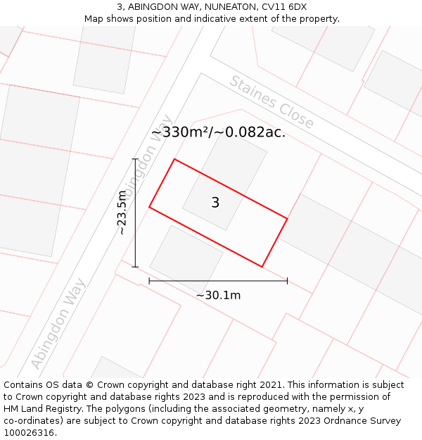 3, ABINGDON WAY, NUNEATON, CV11 6DX: Plot and title map