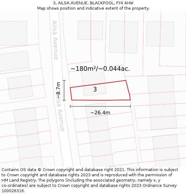 3, AILSA AVENUE, BLACKPOOL, FY4 4HW: Plot and title map