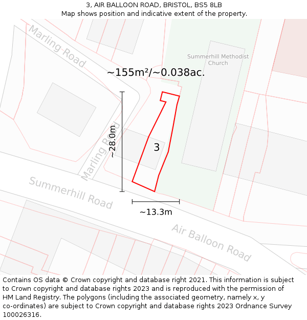 3, AIR BALLOON ROAD, BRISTOL, BS5 8LB: Plot and title map