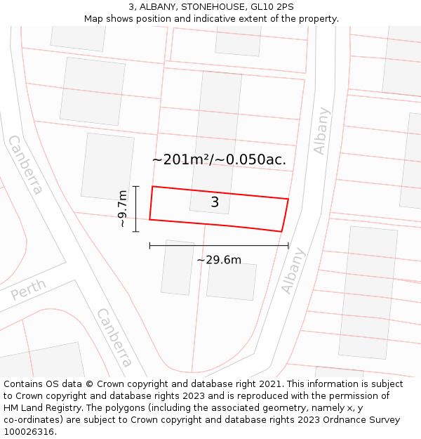 3, ALBANY, STONEHOUSE, GL10 2PS: Plot and title map