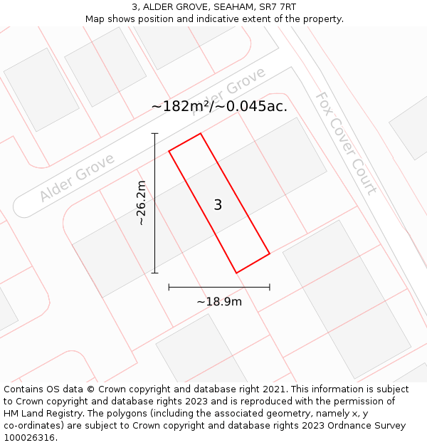 3, ALDER GROVE, SEAHAM, SR7 7RT: Plot and title map