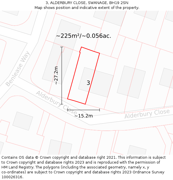 3, ALDERBURY CLOSE, SWANAGE, BH19 2SN: Plot and title map