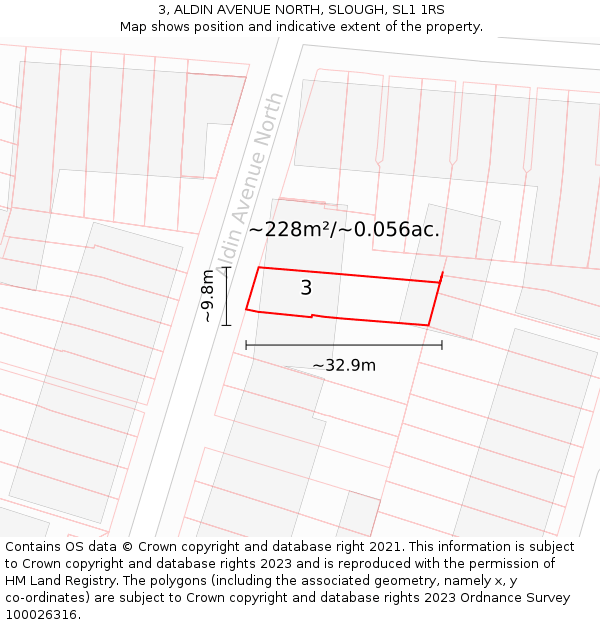 3, ALDIN AVENUE NORTH, SLOUGH, SL1 1RS: Plot and title map