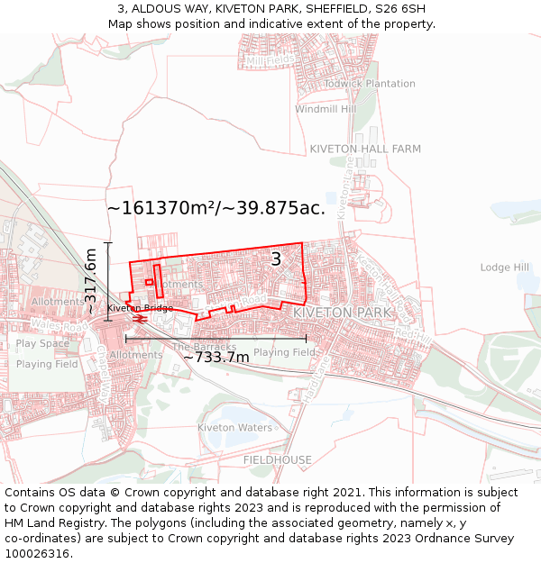 3, ALDOUS WAY, KIVETON PARK, SHEFFIELD, S26 6SH: Plot and title map