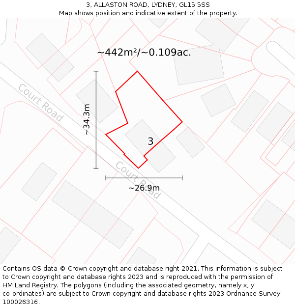 3, ALLASTON ROAD, LYDNEY, GL15 5SS: Plot and title map