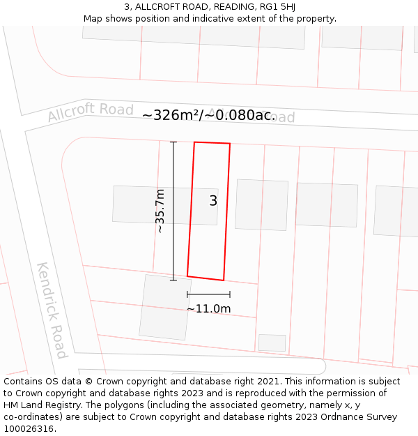 3, ALLCROFT ROAD, READING, RG1 5HJ: Plot and title map