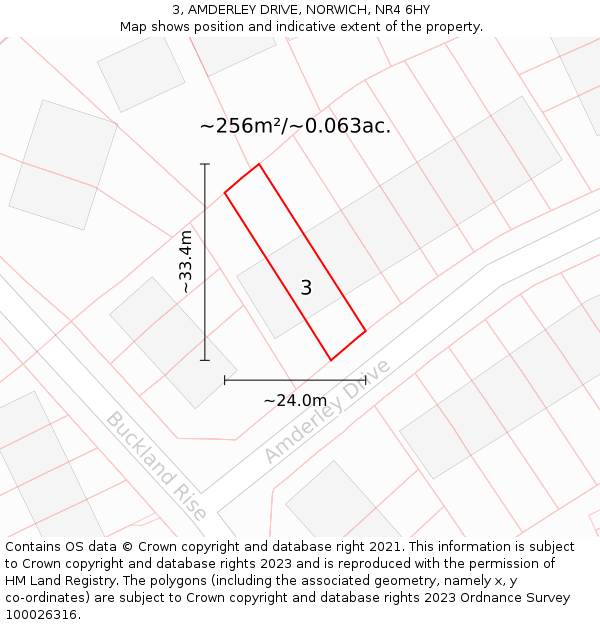 3, AMDERLEY DRIVE, NORWICH, NR4 6HY: Plot and title map