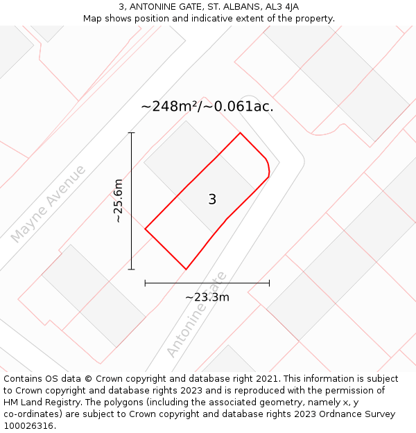 3, ANTONINE GATE, ST. ALBANS, AL3 4JA: Plot and title map