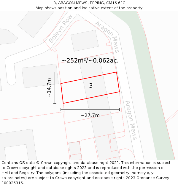 3, ARAGON MEWS, EPPING, CM16 6FG: Plot and title map