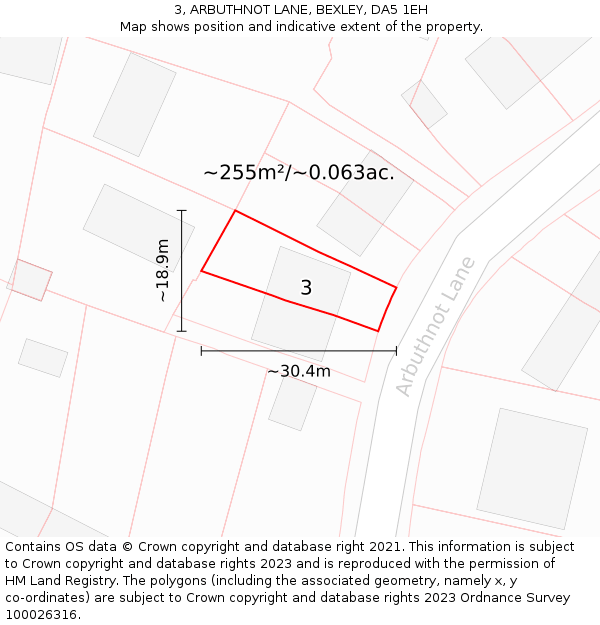 3, ARBUTHNOT LANE, BEXLEY, DA5 1EH: Plot and title map
