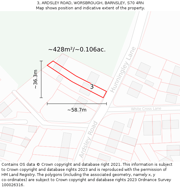 3, ARDSLEY ROAD, WORSBROUGH, BARNSLEY, S70 4RN: Plot and title map