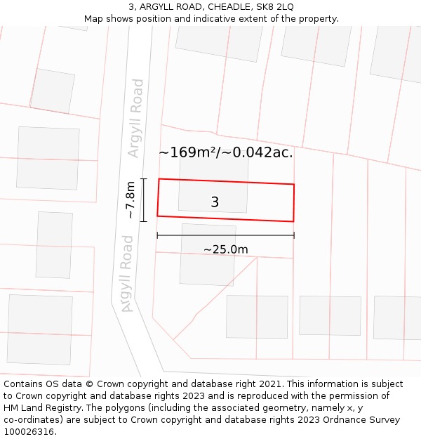 3, ARGYLL ROAD, CHEADLE, SK8 2LQ: Plot and title map